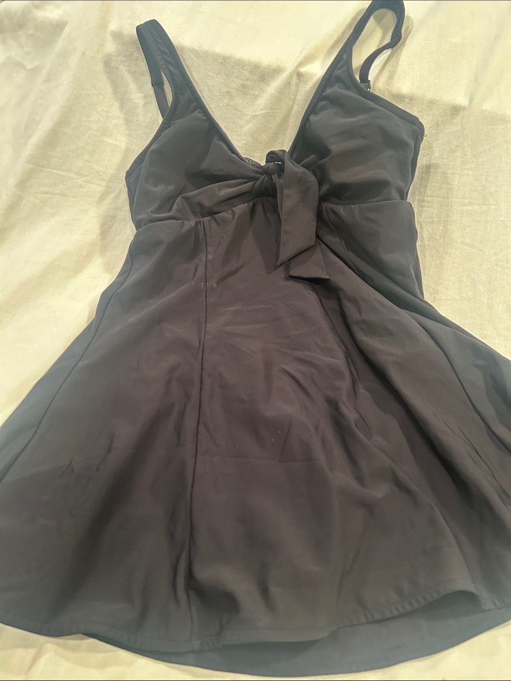 La Blanca Black Tie-Front One-Piece Swimdress with Skirt